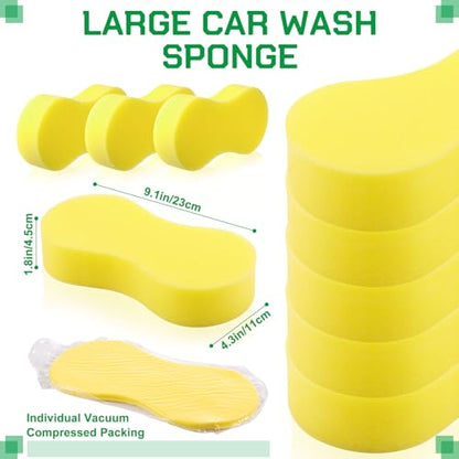 Vesici 24 Pack Large Sponges Bulk Multi-Purpose Extra Large Sponge for Washing Cars Field Day Water Games Household Cleaning Car Boat Bike Kitchen Bathroom Vacuum Compressed Packing (Bright Yellow) - color: Bright Yellow