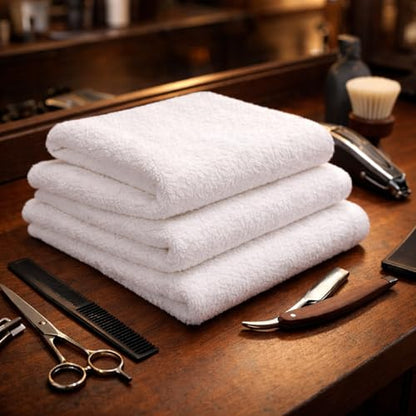 HOME ESSENTIALS Salon Towels (15 x 25 inches) 24 Pack, White Hand Towels for Bathroom, Quick Dry Gym Towels, Spa Face Towel, Absorbent Cotton Towels for Barber, Gym, Bath, Pedicure and Home Hair Care - color: White