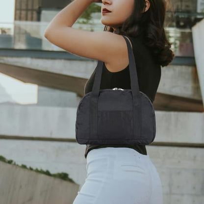 Mini Gym Bag for Women Girl 12 inch Small Gym Tote Lightweight Carry On Bag - color: Black