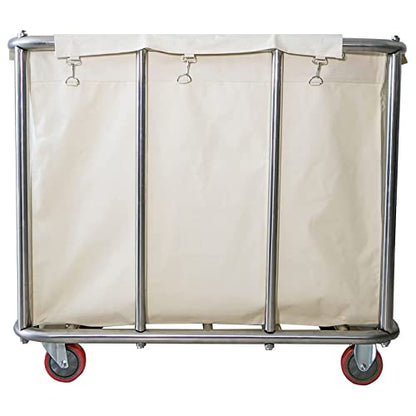 11.35 Bushel Large Commercial Rolling Laundry Cart with 4 Inch Wheels - color: Beige - 11.35 Bushels - 8 Tubes