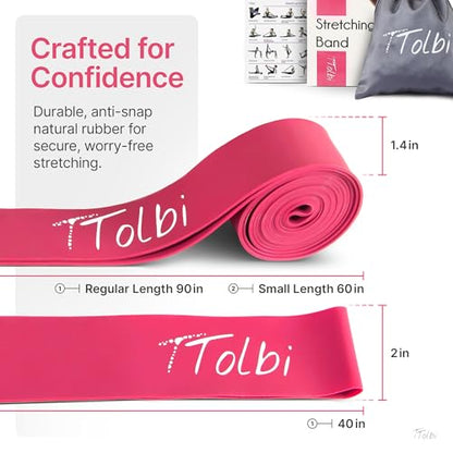 2-Pack Ballet Stretch Bands with Foot Mini Loop, Natural Rubber Dance Bands | Splits and flexibility training for kids, teens and adult dancers, gymnasts and cheerleaders, beginner guide and travel bag - color: Charm Pink Small