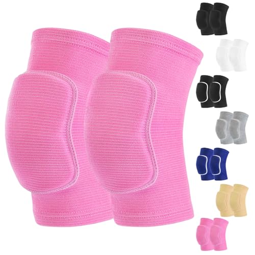 HISFFOG Volleyball Knee Pads for Dancers, Soft Breathable Knee Pads for Men Women Youth Girls Kids Knees Protective, Knee Braces for Volleyball Football Dance Yoga Wrestling Running Cycling - color: Pink, size: Large