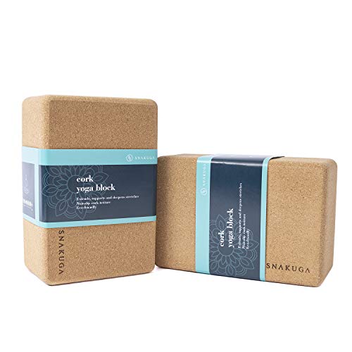 Cork Yoga Block 2 Pack for Pilates 9"x6"x4" Non-Slip & High Density | Eco-Friendly Natural Cork Block for Pilates, Meditation, Fitness and Stretching Supportive & Flexible to Improve Pose Balance