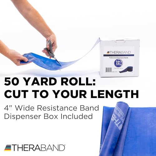 THERABAND Resistance Band, 50-Yard Roll, Latex Elastic Band for Exercise, Stretching, Physical Therapy, Yoga, Pilates, Home Workouts, Cut-to-Length, Color-Coded Levels - color: Blue | Extra Heavy, style: Non-Latex