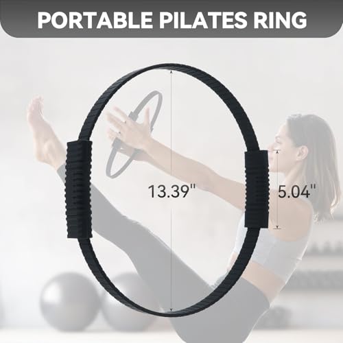 Pilates Ring, 13.5" Silicone Magic Pilates Fitness Circle with Dual Grip, Lightweight & Durable Flexible Resistance Exercise Equipment for Toning Arms, Thighs, Legs, Core