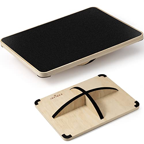 Multi-Optional Wooden Balance Board for all kind of balance tranning, Extra-Large Anti-Slip Wobble, Rocker and Plank Board for Balance and Core Training, Balancing Board for Under Desk - color: 1. Black