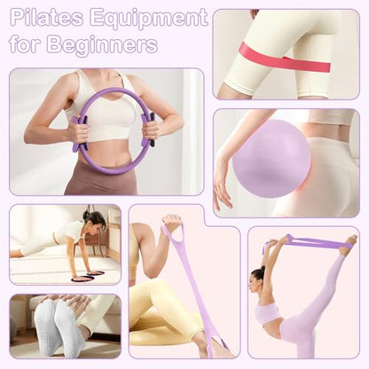 Hoedia Pilates Kit for Women, Pilates Equipment Ring and Ball Set - color: Purple