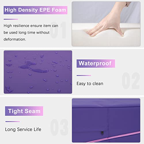 BLKMTY Incline Gymnastics Mat for Kids, 34"x24" Folding Tumbling Cheese Wedge Mats Kids Indoor Exercise Yoga Mat for Gymnastics Home Gym Mats W/Non-Slip PVC Surface and Handle - color: Pink & Purple