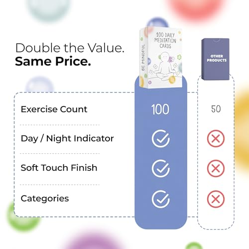 BEST 100 Daily Meditation Cards | Anxiety Relief Item for Relaxation | Self Care Kit for Stress Relief | Perfect Mindfulness Gift For Teens & Adults | Advance Beyond Positive Affirmations