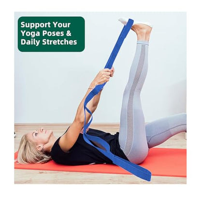 Yoga Strap Stretching Strap 10 Loops Non-Elastic Exercise Strap for Pilates, Dance Exercise Training Multi-Loop Stretching Band - color: Blue