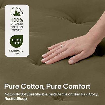 ZonLi Japanese Floor Mattress, 100% Cotton Washable Cover Futon Mattress - color: Winter Moss, size: Twin(75"L x 39"W x 4"Th)