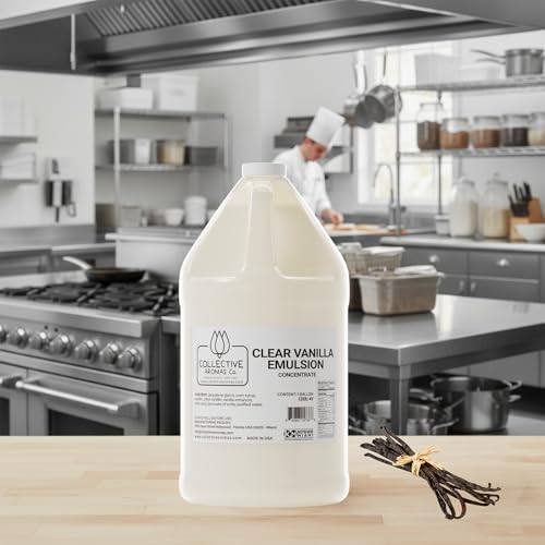 Collective Aromas Co. Clear Vanilla Emulsion for Baking, Clear Vanilla Flavoring for Frosting, Royal Icing, Cookies & Cakes, Heat-Stable Liquid, Alcohol Free, Kosher, 1 Gallon (128 fl oz), Made in USA - size: Clear Vanilla - 1 Gallon (128 fl oz)