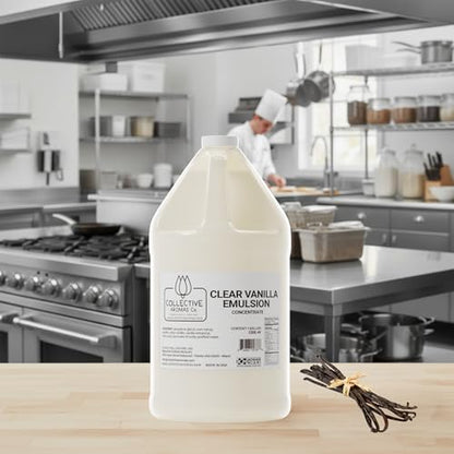 Collective Aromas Co. Clear Vanilla Emulsion for Baking, Clear Vanilla Flavoring for Frosting, Royal Icing, Cookies & Cakes, Heat-Stable Liquid, Alcohol Free, Kosher, 1 Gallon (128 fl oz), Made in USA - size: Clear Vanilla - 1 Gallon (128 fl oz)
