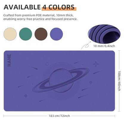 HAHE Extra Wide Yoga Mat, 72"x40"x0.4"Thick, Large Exercise Mats - color: Light Purple
