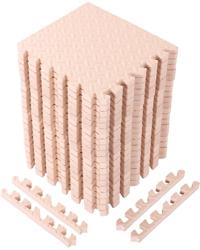 Arrowbash 12x12x1 Inch EVA Thick Interlocking Foam Floor Tiles Puzzle Exercise Mat Foam Mats for Home Gym Pets(Beige,20) - color: Beige, size: 20