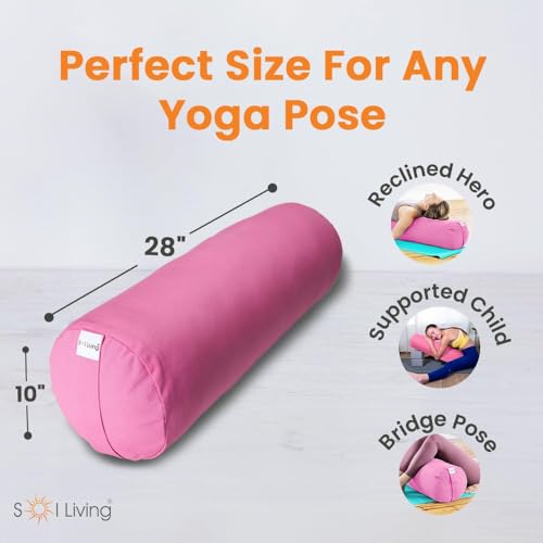 Pranayama Yoga Bolster Meditation Pillow - color: Pink, size: Cylindrical 28" x 10"
