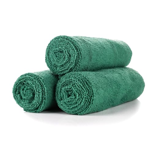 The Rag Company - Sport & Workout Towel - Gym, Exercise, Fitness, Spa, Ultra Soft, Super Absorbent, Fast Drying Premium Microfiber, 320gsm, 16in x 27in, Dark Green (3-Pack) - color: Dark Green