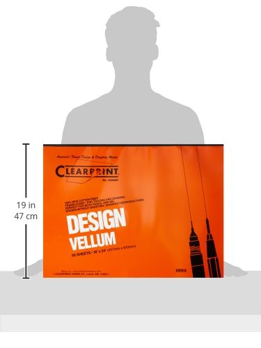 Clearprint 18" x 24" 1000H Design Vellum Pad, 16 lb., 100% Cotton, 50 Sheets, 1 Each
