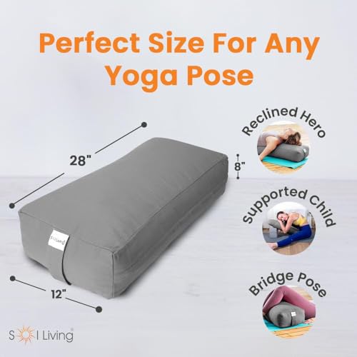Pranayama Yoga Bolster Meditation Pillow - color: Grey, size: Rectangular 28" x 12" x 8"