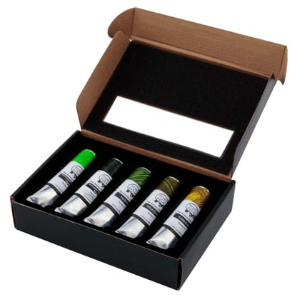 Tusc & Pine Artist Oil Paint - 40 ml Set of 5 - Greens - Non-Yellowing, Rich & Creamy Consistency, Maximum Pigment Load, Small Batch Milled Oil Paints Developed for Professional Artists - color: Greens, size: 6.75 Fl Oz (Pack of 1)