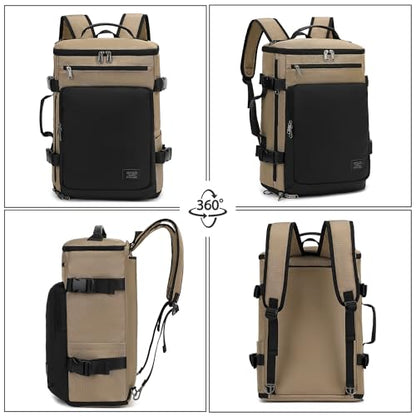Kalesi Gym Duffle Bag Backpack 4-Way Waterproof with Shoes Compartment for travel Sport Hiking laptop - color: Business-khaki