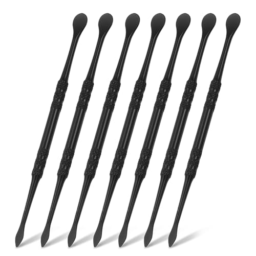 HARFINGTON 7pcs Wax Carving Tool 4.75" Double-Headed Stainless Steel Sculpture Tools Kit Modeling Engraving Sculpting Spoons for Clay Pottery Crafts Shaping, Black Plated - color: Black Plated