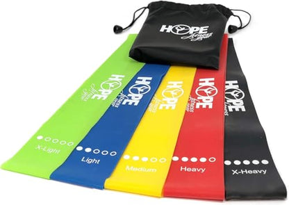 Hope Fitness Gear Mini Resistance Bands Set, 5 Booty & Loop Bands for Glutes, Legs & Full-Body Workouts, Includes Carry Bag and Exercise Guide, Heavy-Duty and Portable for Home