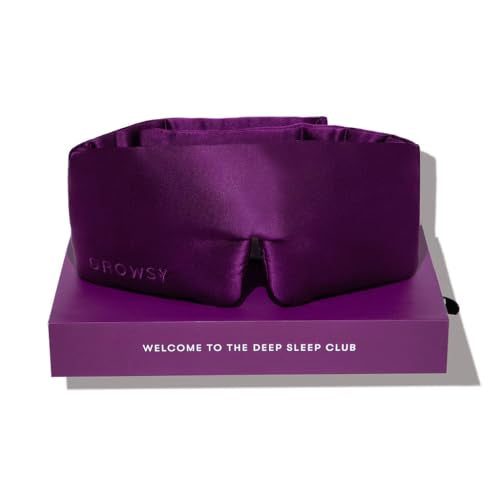 DROWSY Silk Sleep Mask - Face-Hugging, Padded Cocoon for Luxury Sleep in Total Darkness - 100% Pure Mulberry Silk (Purple Martini) - color: Purple Martini, size: 1 Count (Pack of 1)