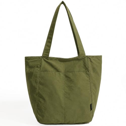 Barsine Tote Bag for Women Unisex Lightweight Nylon Totes Purses and Handbags Large Casual Shoulder Hobo for Travel Gym - color: Olive