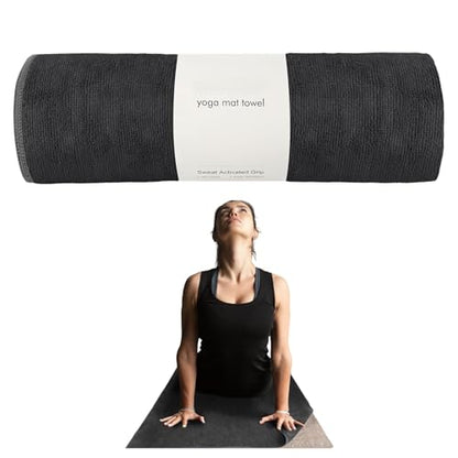 Muka Yoga Mat Towel for Hot Yoga Non-Slip, Pilates Mat Cover Absorbent Soft Gym Sweat Towel 72x24 Inch - color: Black