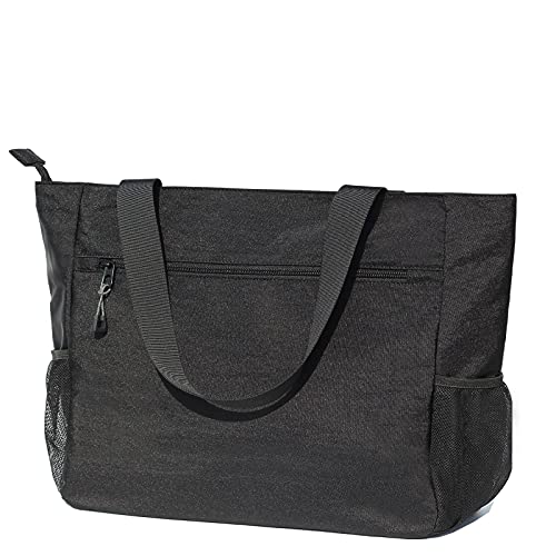 ESVAN LARGE BEACH BAG Water Resistant Lightweight 20 inch Women Oversize Tote Bag for Gym Beach Travel Pool Yoga Nurse - color: Black