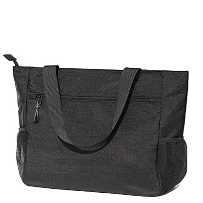 ESVAN LARGE BEACH BAG Water Resistant Lightweight 20 inch Women Oversize Tote Bag for Gym Beach Travel Pool Yoga Nurse - color: Black