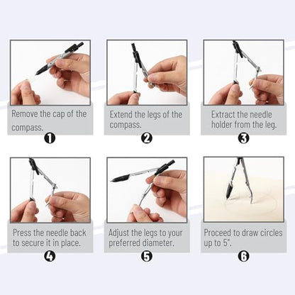 Mr. Pen- Convertible Compass, Extra Lead Refills, Compass Geometry Tool | Compass Drawing Compass, Geometry Compass, Math Compass, Drafting Compass Math, Drafting Tools, Math Compass for Geometry