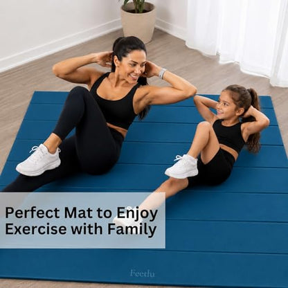 Extra Wide & Large Foldable Yoga Mat, 72" x 48", 6mm/8mm Thick - color: Teal/Orange, size: 48" x 72" x 1/3"