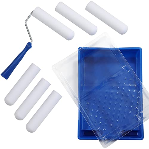 NANJA 6 Inch Foam Paint Roller Kit Mini Roller with Tray & Refills,9PCS Set - size: 6 Inch