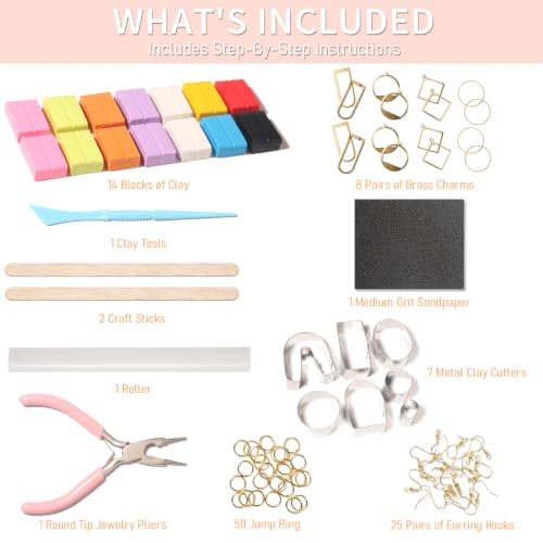 Patemby Clay Earring Jewelry Making Kit Art Crafts Set for Teen Girl Adult | Ages 12+ DIY Polymer Clay Earring Jewelry Craft Making Set, 135Pcs Make Your Own Earrings Supplies Fun Birthday Gift