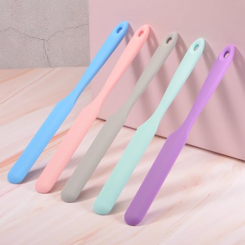 HARFINGTON 2Pcs Silicone Spatula Scraper 9.45" Reusable Non-Stick Flexible Spatulas for Epoxy Resin Liquid Paint Arts DIY Crafts, Pink - color: Pink
