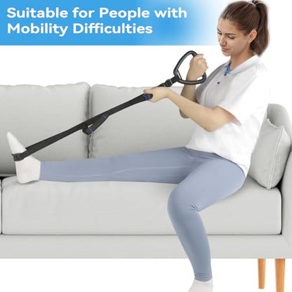 Long Leg Lifter with 2 Handgrips, Leg Lifter Strap with Large Foot Loop