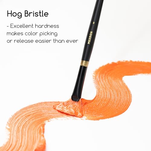MEEDEN Oil Paint Brush Set: 10 Pcs Hog Bristle Paint Brushes with Wood Long Handle - Artist Paint Brush Set for Adults Beginners - Perfect for Oil Acrylic Canvas Painting