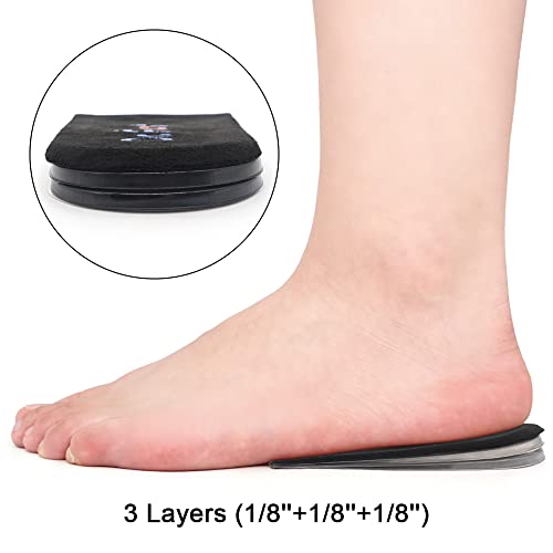 Dr.Foot Adjustable Orthopedic Heel Lift Inserts, Height Increase Insole for Leg Length Discrepancies, Spurs, Heel Pain, Sports Injuries, Achilles Tendonitis (Black, 3 Layers - L) - color: Black, size: 3 Layers: Large-Women's 10-13|Men's 9-14