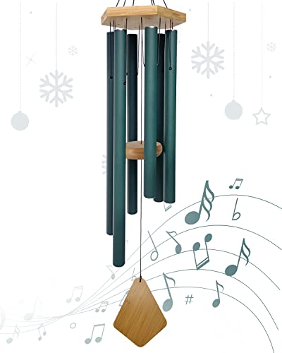 Wind Chimes Deep Tone Outdoor with Hook for Mother's Day/Housewarming/Christmas, Memorial Wind Chimes for Patio, Garden, Yard, Home Decor, Green - size: 30"GR