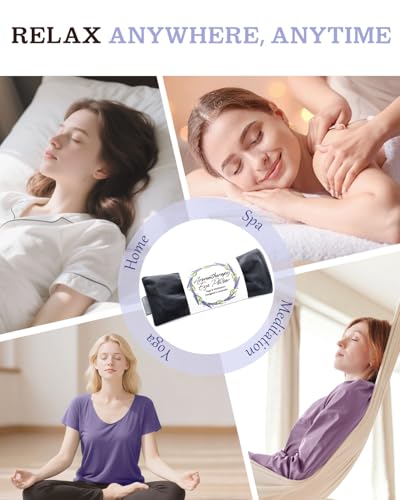 Hihealer Lavender Eye Pillow for Relaxation, Yoga, Sleep, Weighted Eye Mask - color: Midnight Black