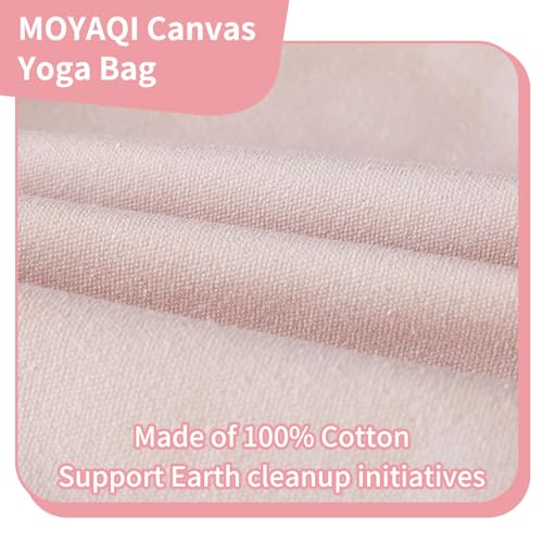 Moyaqi Canvas Tote Bag with Yoga Mat Carrier Pocket Carryall Shoulder Bag for Office, Workout, Pilates, Travel, Beach and Gym - color: Light Pink