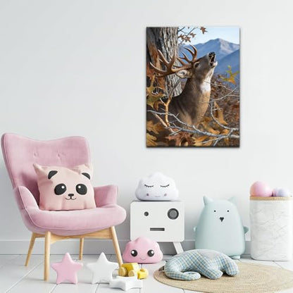 TFIAVSIN Deer in Autumn Forest Paint by Numbers Kit for Adults - Fall Landscape with Howling Deer, Complete Adult Paint by Number Kits on Pre-Printed Canvas for Relaxing Arts & Crafts - 16x20 Inch - color: Deer