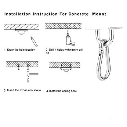 2 Set M8 Ceiling & Wall Mount Hanging Hardware Fitting Set 304 Stainless Steel Heavy Duty Square Pad Eye Plate + Snap Hook for Yoga Hammock Chair Swings Marine Yacht Boat Accessories - size: M8 Square Pad
