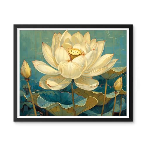 Natuyalo Paint by Numbers for Adults - DIY Adult Paint by Number Kits Painting on Canvas Lotus Painting by Numbers for Beginners, Plant Art Craft Kits for Adults (16x20 Inch) - color: ART-08