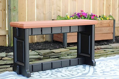 Bench, Redwood Top with Black Sides, 1 Pack - Proudly Made in The USA, Click and Lock Hardware-Free Assembly, Durable and Stylish Outdoor Seating - color: Redwood/Black, size: 1 Pack