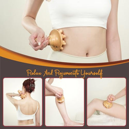 Wooden Mushroom Head Massage Tool for Body Sculpting and Relief