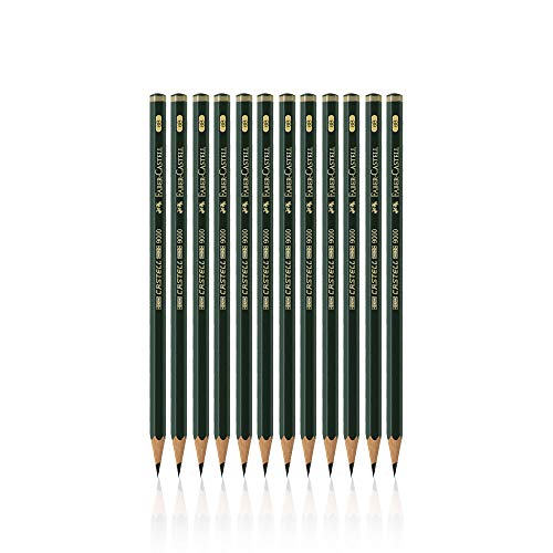 Faber-Castell pencils, Castell 9000 Artist graphite 6B pencils for sketch, drawing, shading, art supplies - box of 12