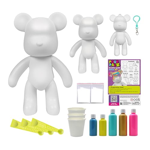 Pour Palz DIY Paint Pouring Kit, Create Custom Art with XL & Standard & Keychain Figure, 5 Acrylic Pour Paints -Fun Creative Hobby for Kids & Adults, Unique Collectible Craft Set, Mega Pack, Ages 5+ - color: Mega Pack
